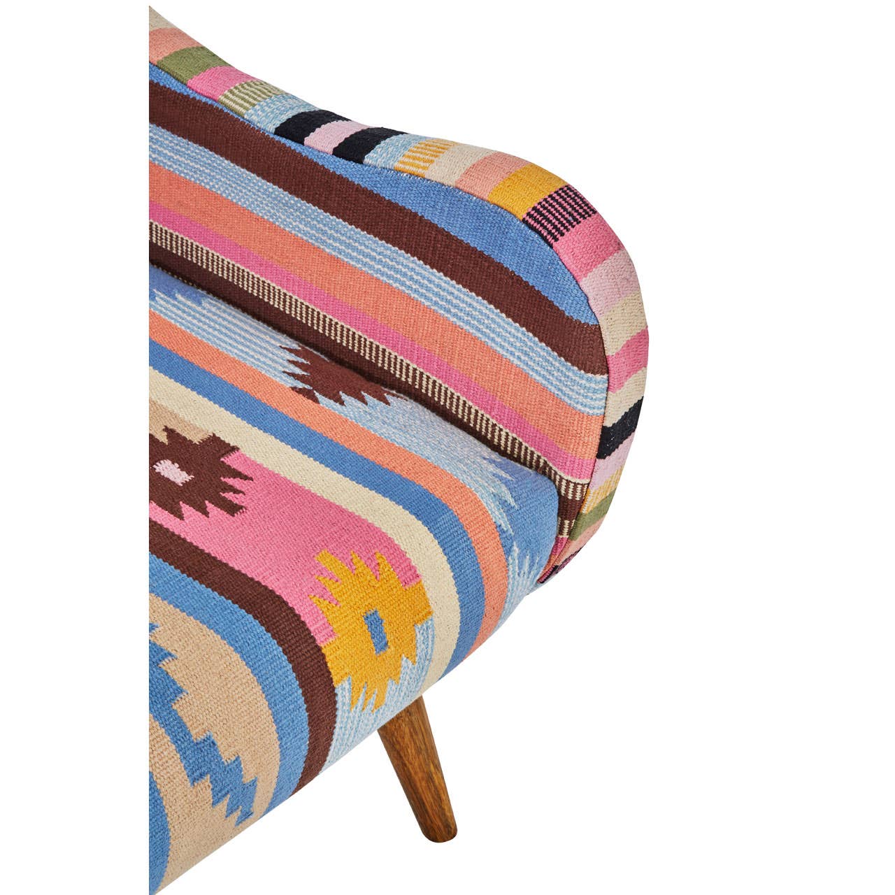 Cefena Multi-coloured Fabric Chair With Mango Wood Legs