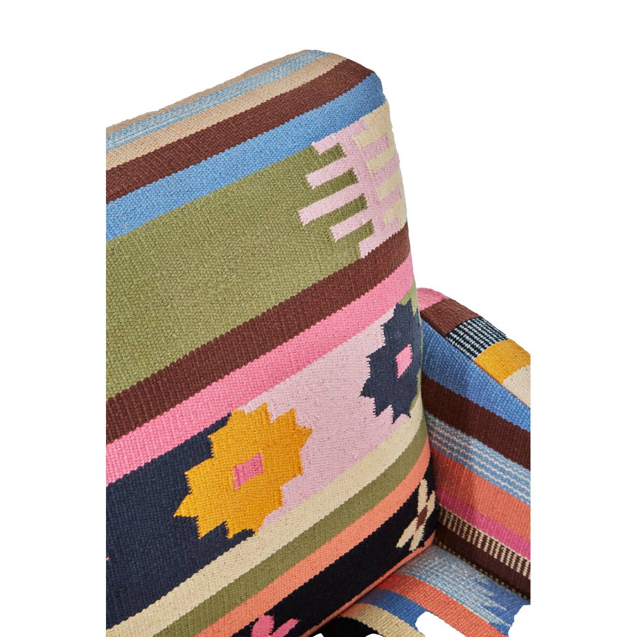 Cefena Multi-coloured Fabric Chair With Mango Wood Legs