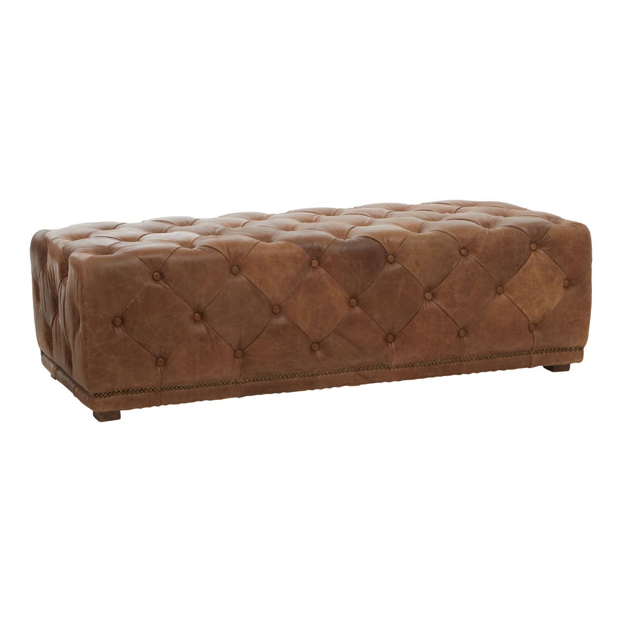 Hoxton Tufted Leather Rectangle Ottoman