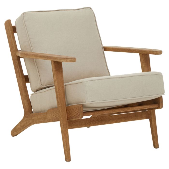 Harvey Natural Linen And Oak Armchair
